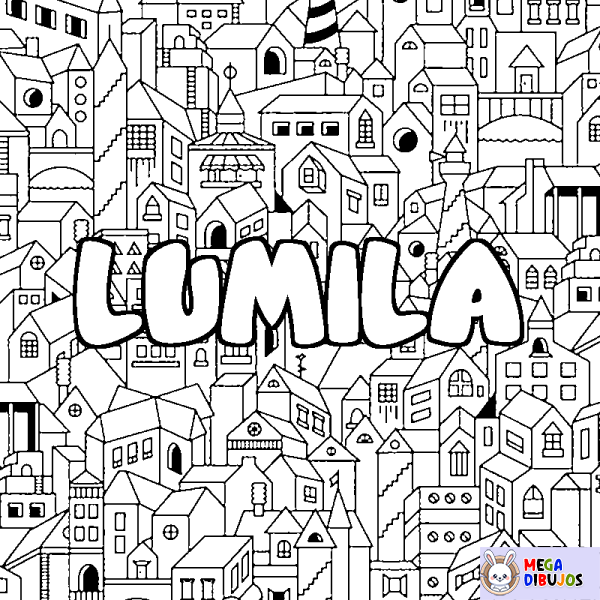 Coloración del nombre LUMILA - decorado ciudad