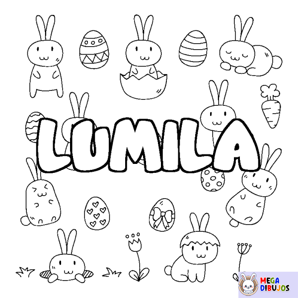 Coloración del nombre LUMILA - decorado Pascua