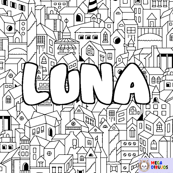 Coloración del nombre LUNA - decorado ciudad