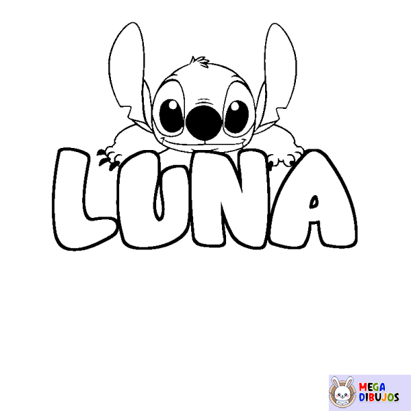 Coloración del nombre LUNA - decorado Stitch