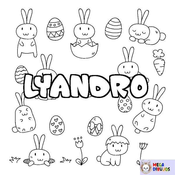 Coloración del nombre LYANDRO - decorado Pascua