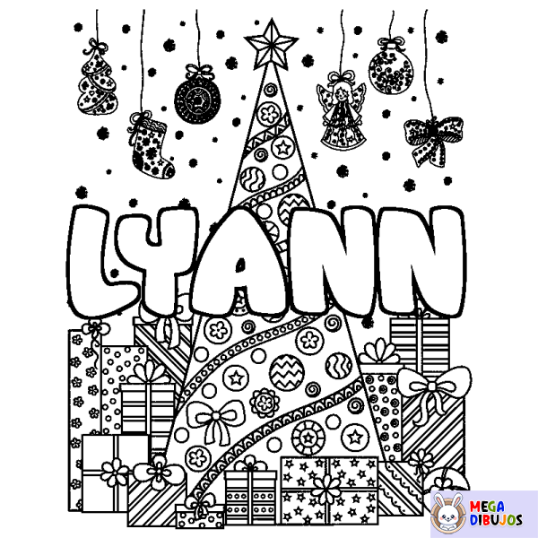 Coloración del nombre LYANN - decorado &aacute;rbol de Navidad y regalos