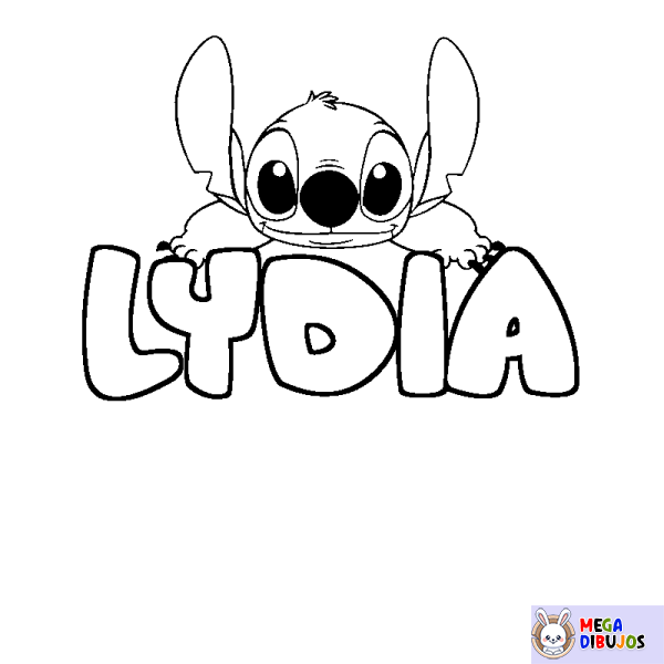 Coloración del nombre LYDIA - decorado Stitch