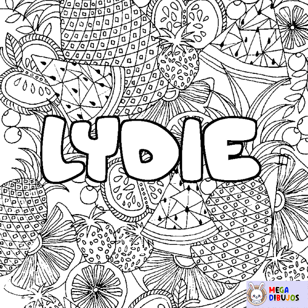 Coloración del nombre LYDIE - decorado mandala de frutas