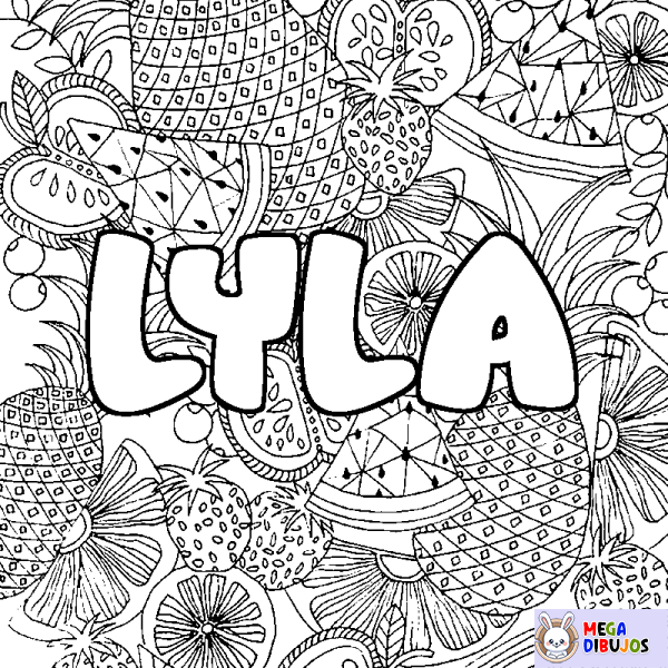 Coloración del nombre LYLA - decorado mandala de frutas