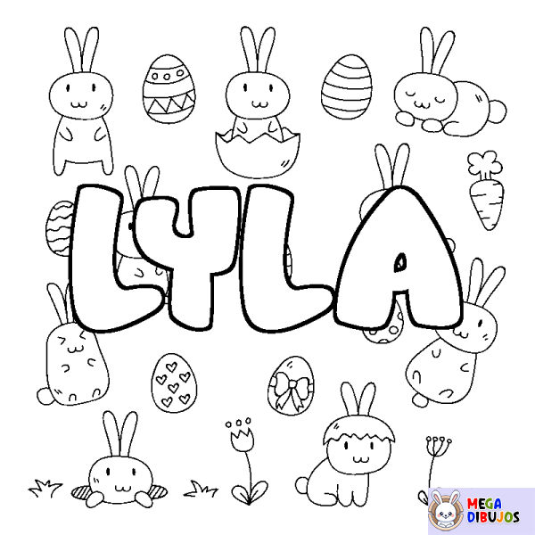 Coloración del nombre LYLA - decorado Pascua