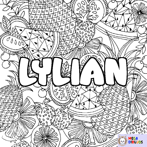 Coloración del nombre LYLIAN - decorado mandala de frutas