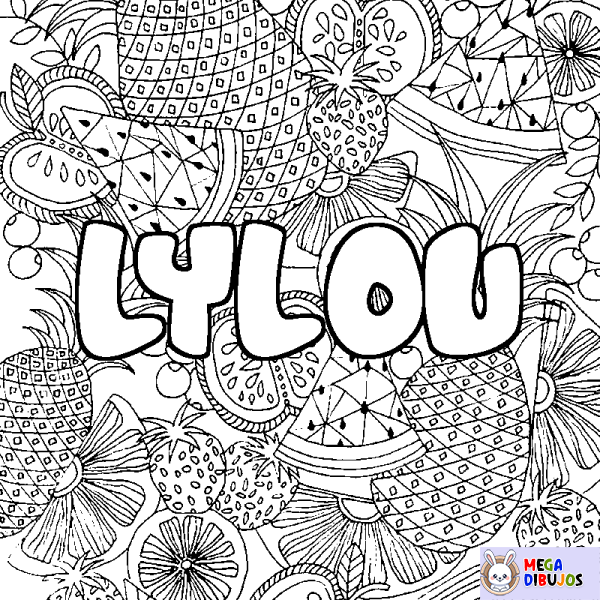 Coloración del nombre LYLOU - decorado mandala de frutas