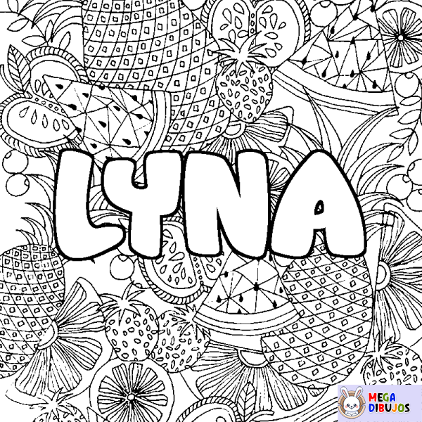 Coloración del nombre LYNA - decorado mandala de frutas