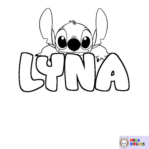 Coloración del nombre LYNA - decorado Stitch