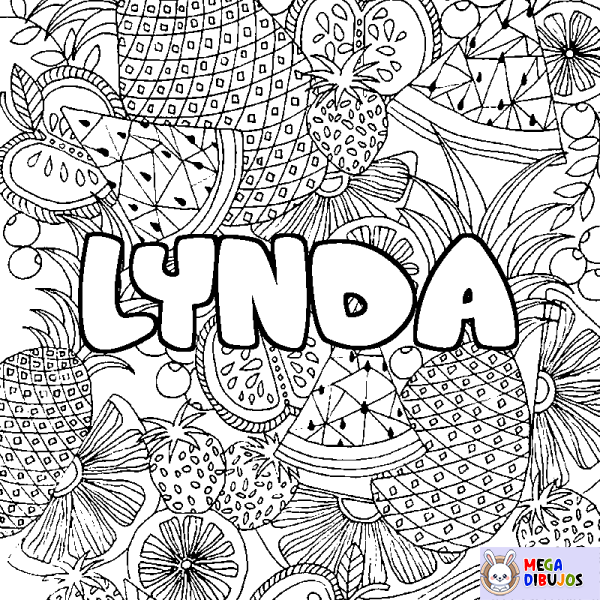 Coloración del nombre LYNDA - decorado mandala de frutas