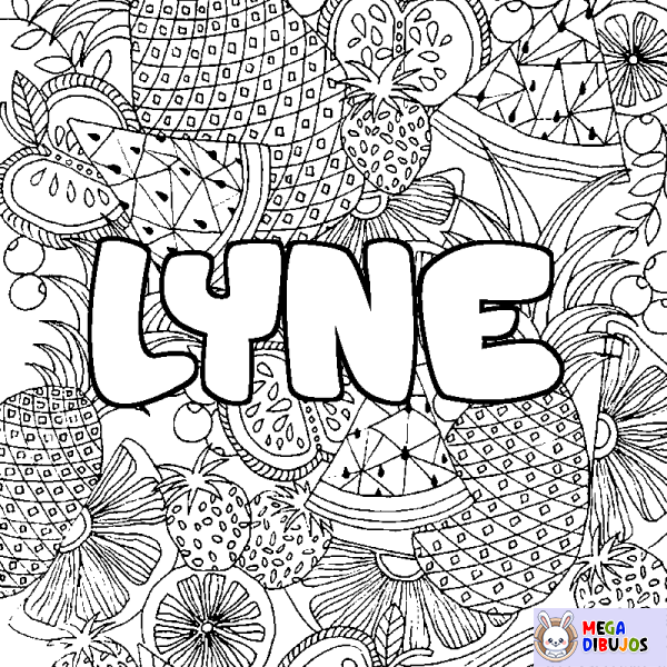 Coloración del nombre LYNE - decorado mandala de frutas