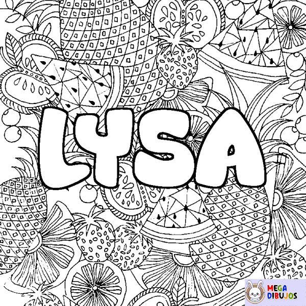 Coloración del nombre LYSA - decorado mandala de frutas