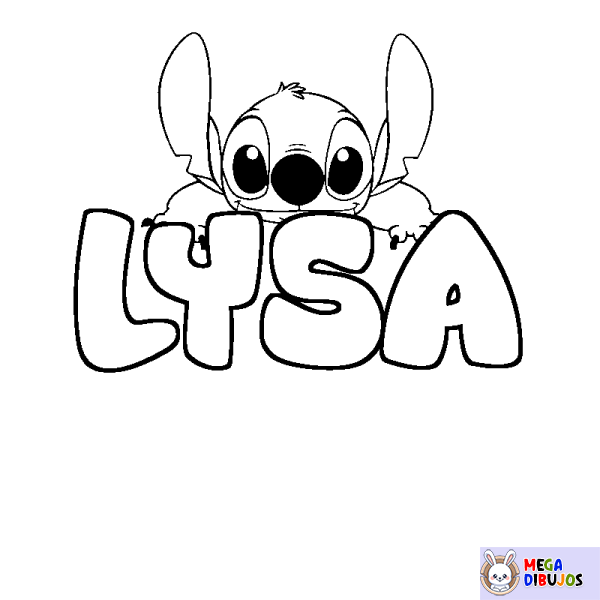 Coloración del nombre LYSA - decorado Stitch