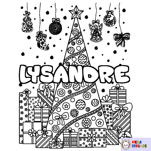 Coloración del nombre LYSANDRE - decorado &aacute;rbol de Navidad y regalos