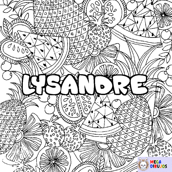 Coloración del nombre LYSANDRE - decorado mandala de frutas