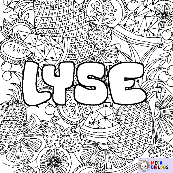 Coloración del nombre LYSE - decorado mandala de frutas