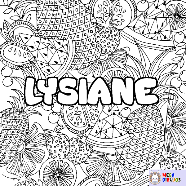 Coloración del nombre LYSIANE - decorado mandala de frutas