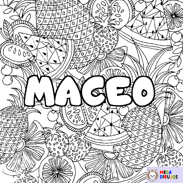 Coloración del nombre MACEO - decorado mandala de frutas