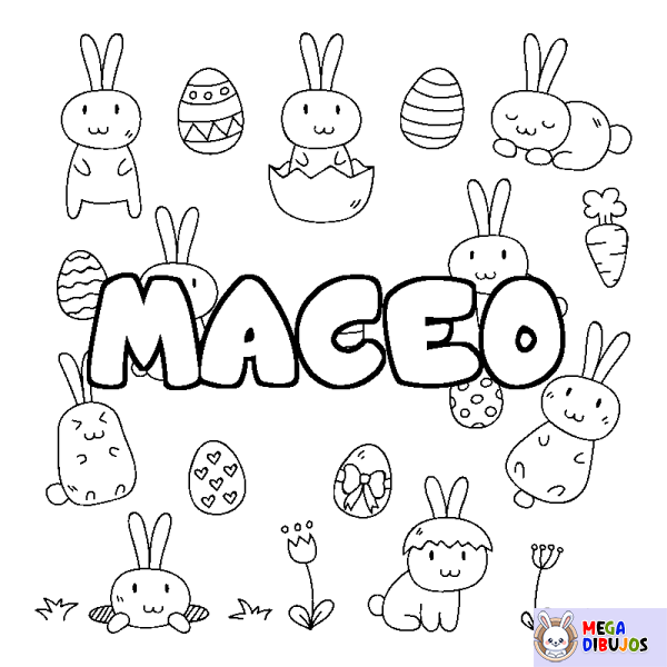 Coloración del nombre MACEO - decorado Pascua