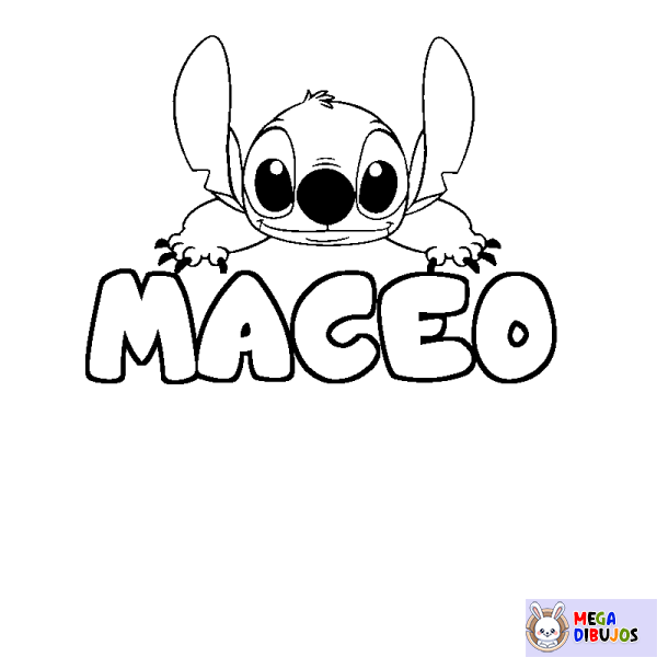 Coloración del nombre MACEO - decorado Stitch