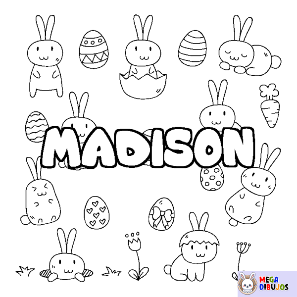 Coloración del nombre MADISON - decorado Pascua