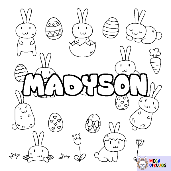 Coloración del nombre MADYSON - decorado Pascua