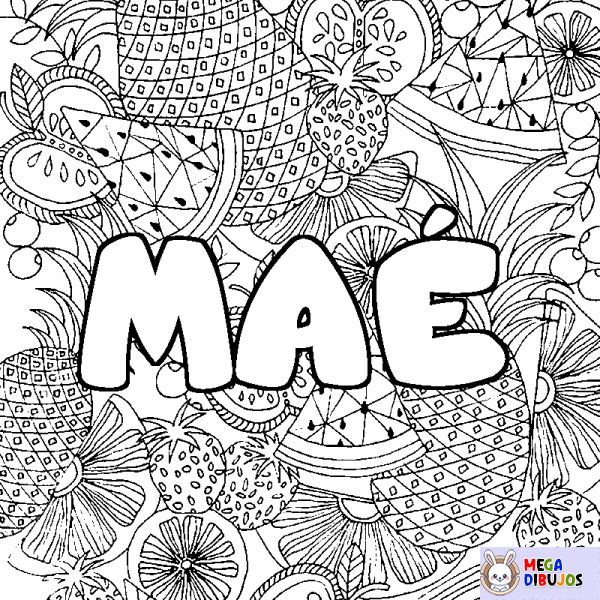 Coloración del nombre MA&Eacute; - decorado mandala de frutas