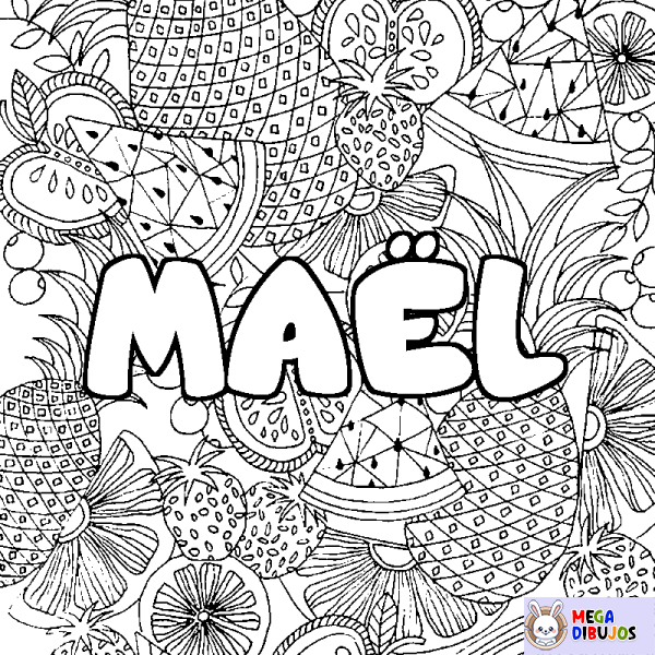 Coloración del nombre MA&Euml;L - decorado mandala de frutas