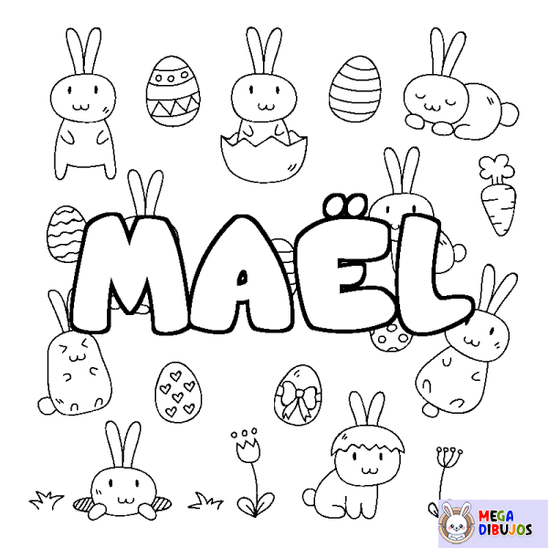 Coloración del nombre MA&Euml;L - decorado Pascua