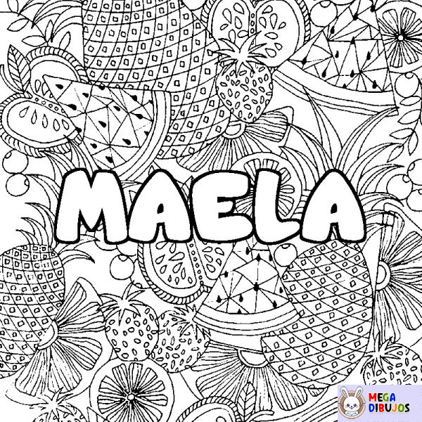 Coloración del nombre MAELA - decorado mandala de frutas