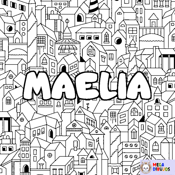 Coloración del nombre MAELIA - decorado ciudad