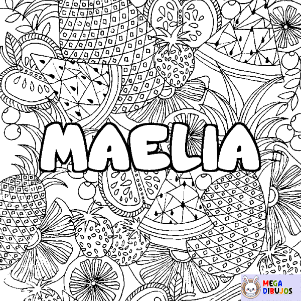 Coloración del nombre MAELIA - decorado mandala de frutas