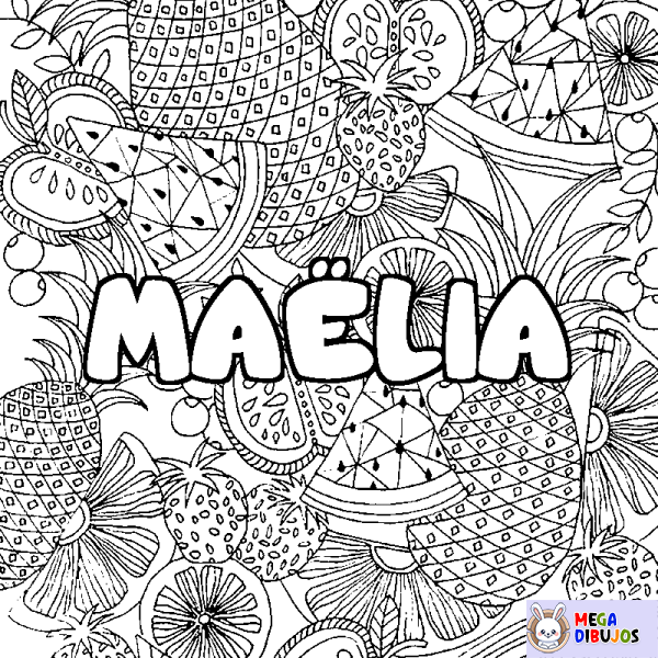 Coloración del nombre MA&Euml;LIA - decorado mandala de frutas