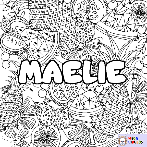 Coloración del nombre MAELIE - decorado mandala de frutas