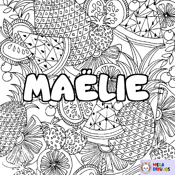 Coloración del nombre MA&Euml;LIE - decorado mandala de frutas