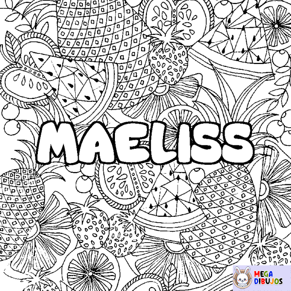 Coloración del nombre MAELISS - decorado mandala de frutas