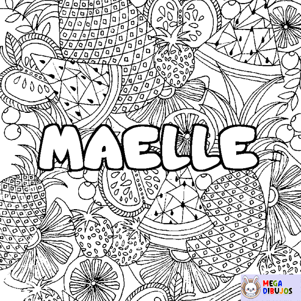 Coloración del nombre MAELLE - decorado mandala de frutas