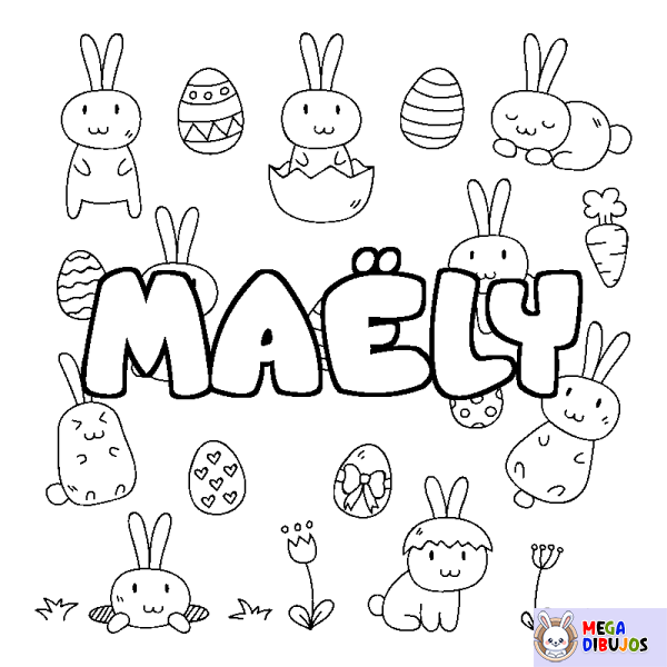 Coloración del nombre MA&Euml;LY - decorado Pascua