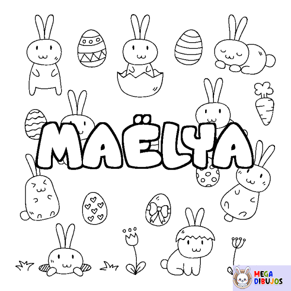 Coloración del nombre MA&Euml;LYA - decorado Pascua