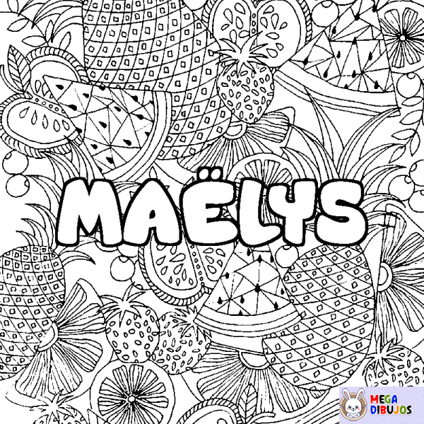 Coloración del nombre MA&Euml;LYS - decorado mandala de frutas