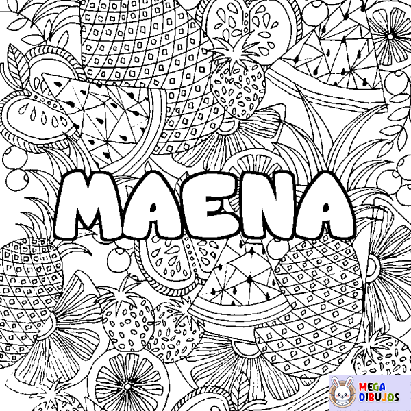 Coloración del nombre MAENA - decorado mandala de frutas