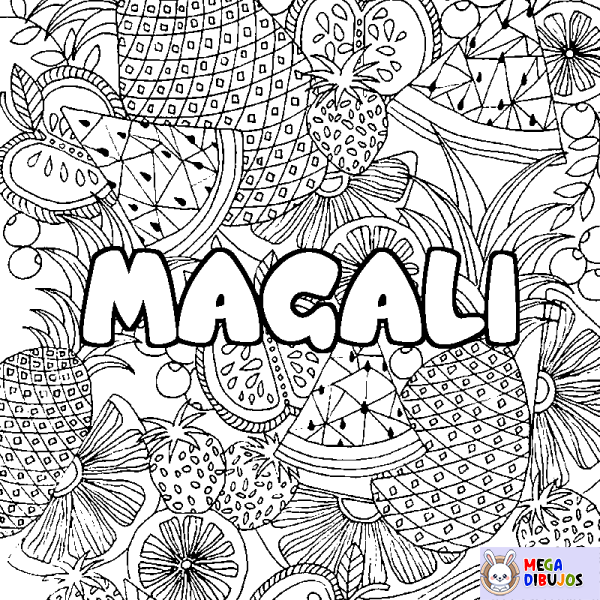 Coloración del nombre MAGALI - decorado mandala de frutas