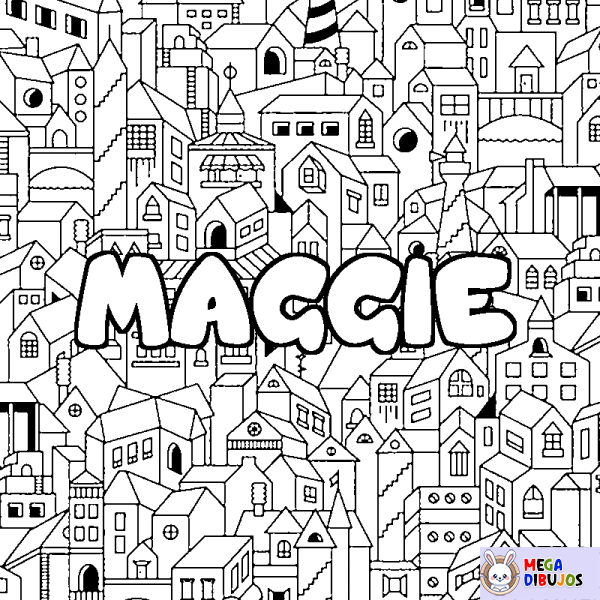 Coloración del nombre MAGGIE - decorado ciudad