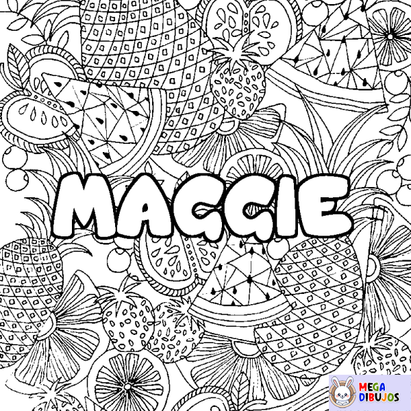 Coloración del nombre MAGGIE - decorado mandala de frutas