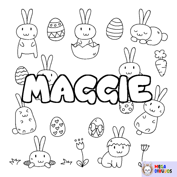 Coloración del nombre MAGGIE - decorado Pascua