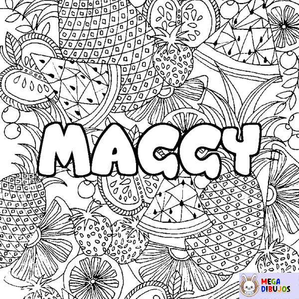 Coloración del nombre MAGGY - decorado mandala de frutas