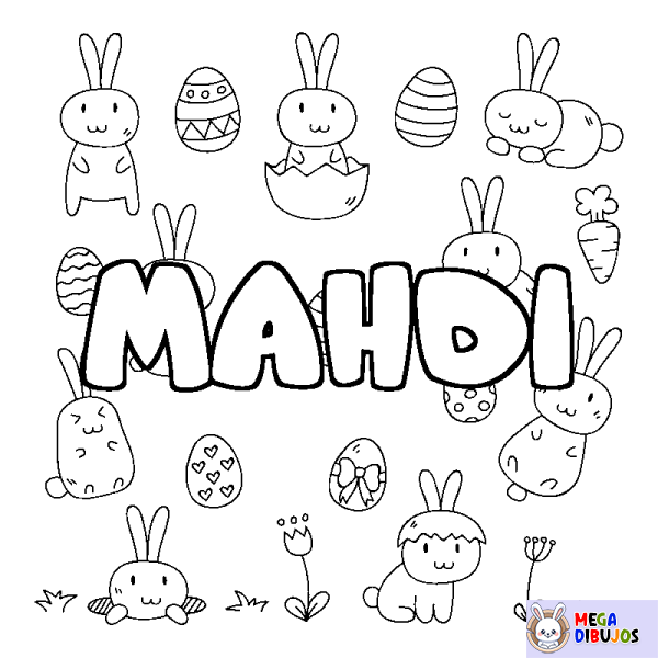 Coloración del nombre MAHDI - decorado Pascua