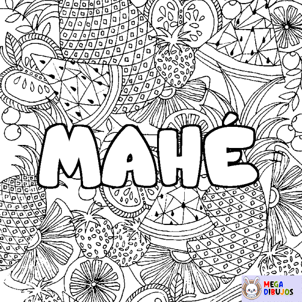 Coloración del nombre MAH&Eacute; - decorado mandala de frutas