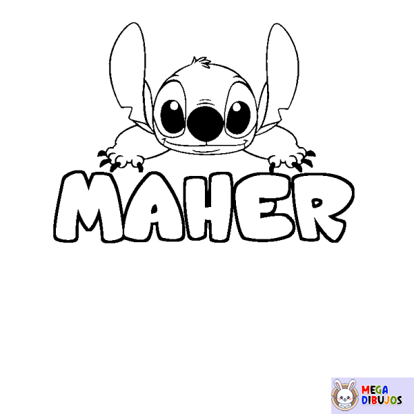 Coloración del nombre MAHER - decorado Stitch